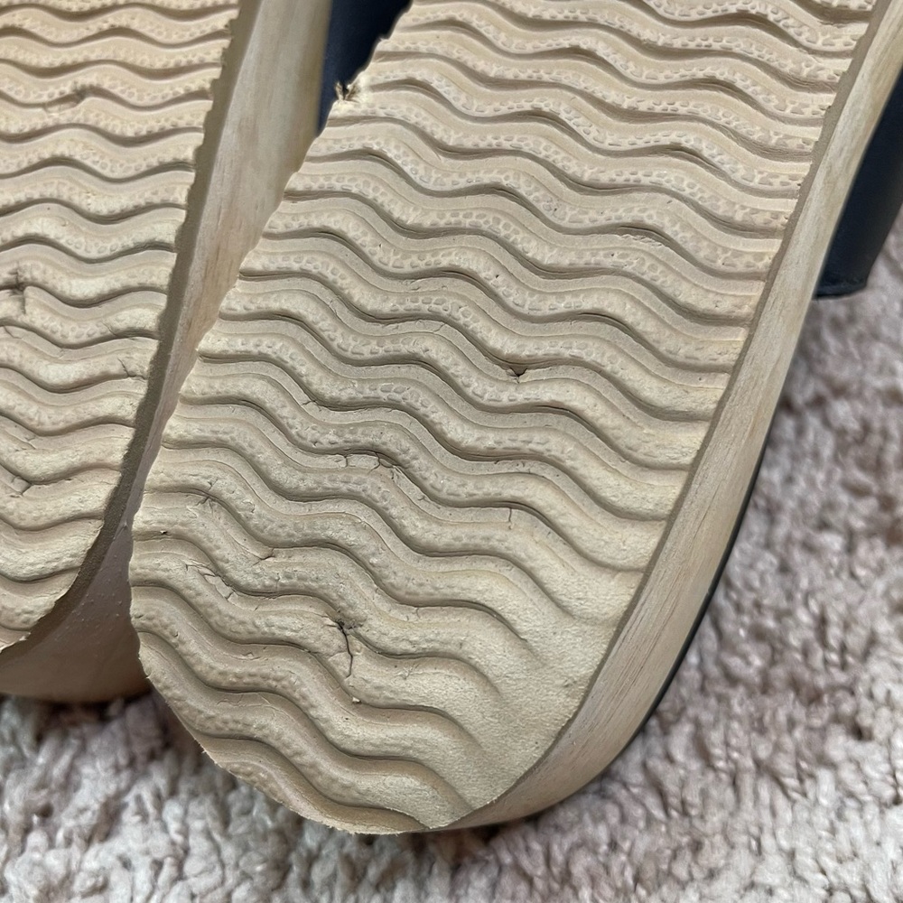 Eileen Fisher Size 11 Novel Black Leather Platform Wooden Clog Slide Sandals - Picture 14 of 16